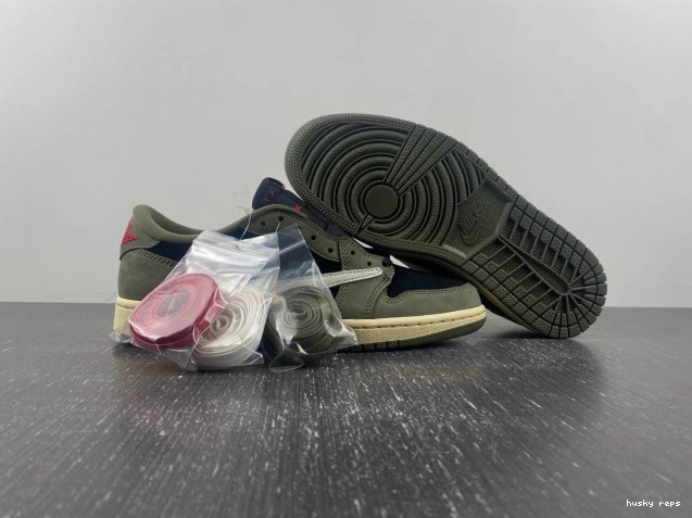 Rep Husky OG SP DM7866-002 'BLACK X TRAVIS SCOTT LOW AIR OLIVE' JORDAN 1 0705